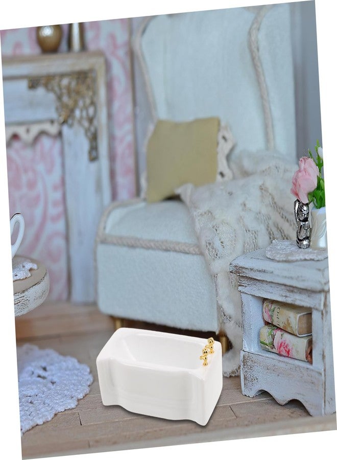 BCOATH Dollhouse Bathroom Bathtub: 1:12 Dollhouse Bathroom Furniture Accessories Miniature Porcelain Mini Bathtub Figurine - Image 5